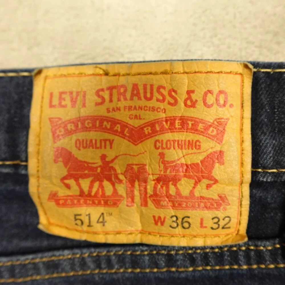 Levi's jeans 514 straight fit men's 36x32 blue denim red‎ tab